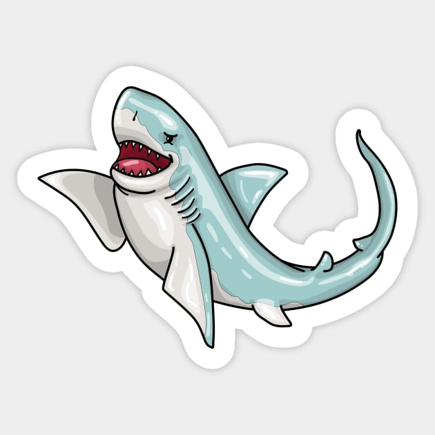 Shark Great White Waving Sticker by bigraydesigns